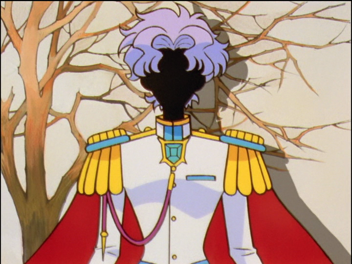 Dios from the prince story, wearing the white prince uniform with a large blue faceted gem.