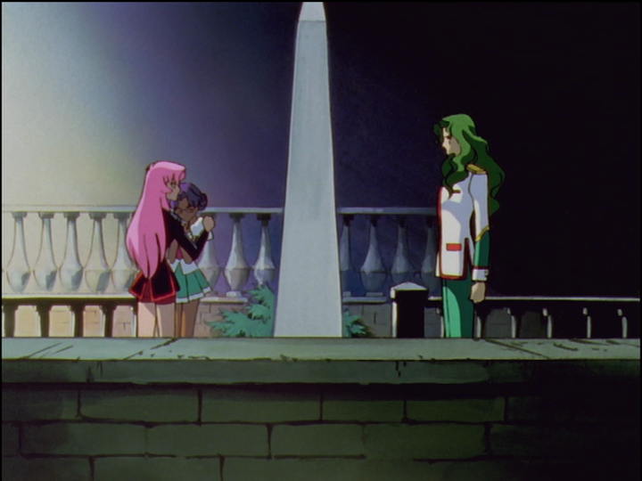 The obelisk between Utena and Anthy on one side and Saionji on the other.