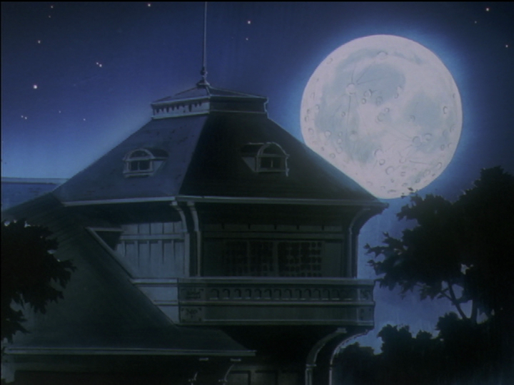 Moon over the upper story of the Kaoru house.