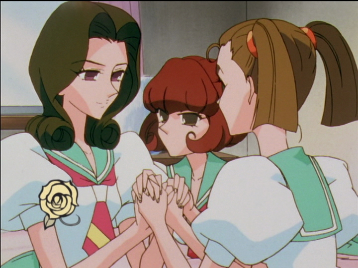 Nanami’s minions-to-be clasp hands to confirm their agreement.