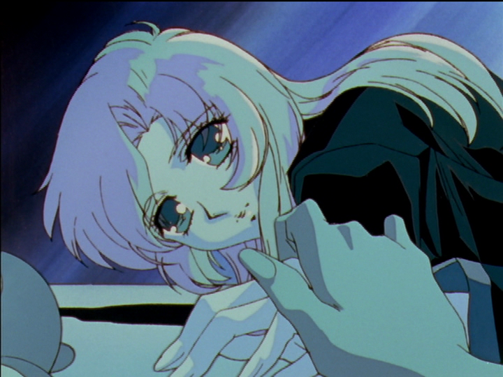 Episode 23, Utena and Anthy are holding hands late at night, Anthy still asleep.