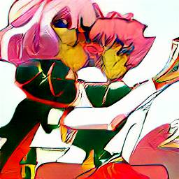 Distorted Utena and Anthy seem to be merging into one.