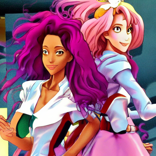 Anthy and Utena, both somewhat deformed.