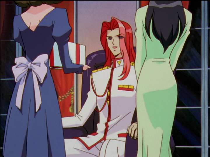 Touga sits on his throne at his party.