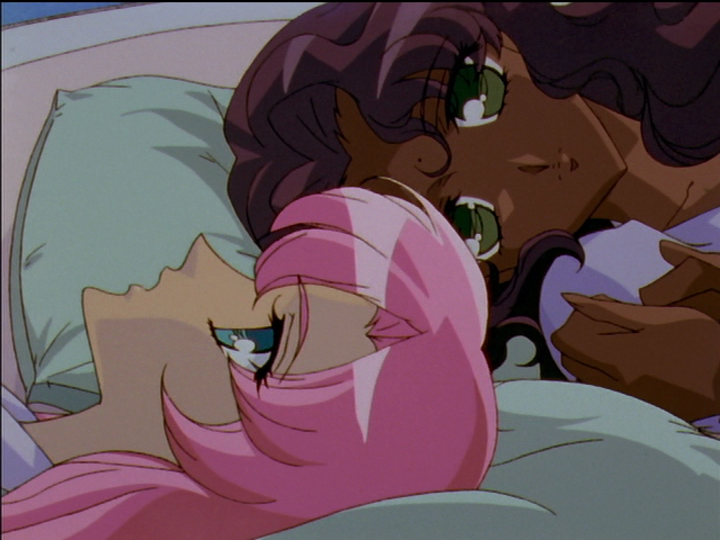 In bed, Utena’s head slides to the left while Anthy’s slides to the right.