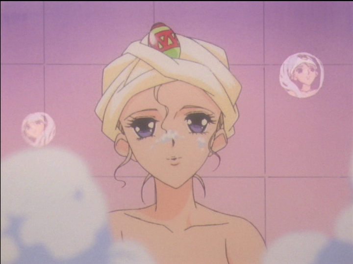 Nanami’s face appears in soap bubbles.
