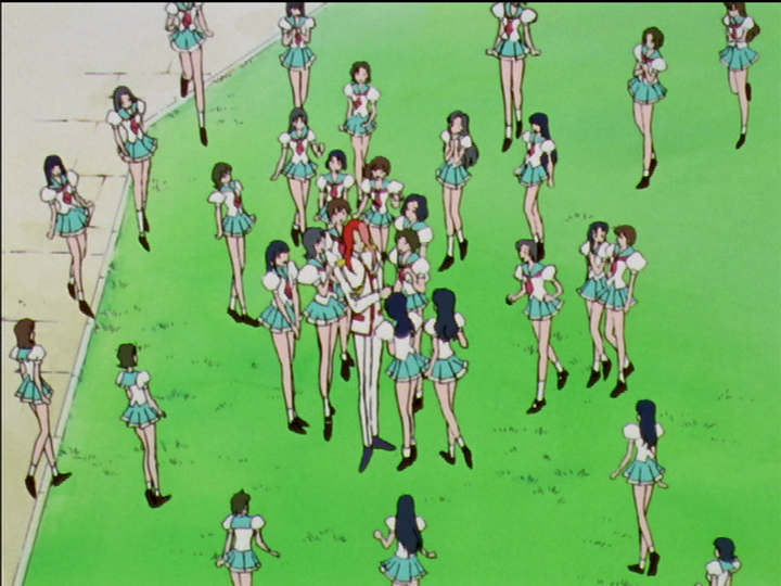 Girls approach Touga.