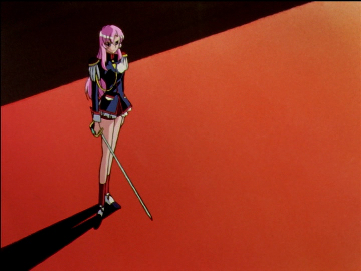 Utena stands alone. Her head is above the shadow line.